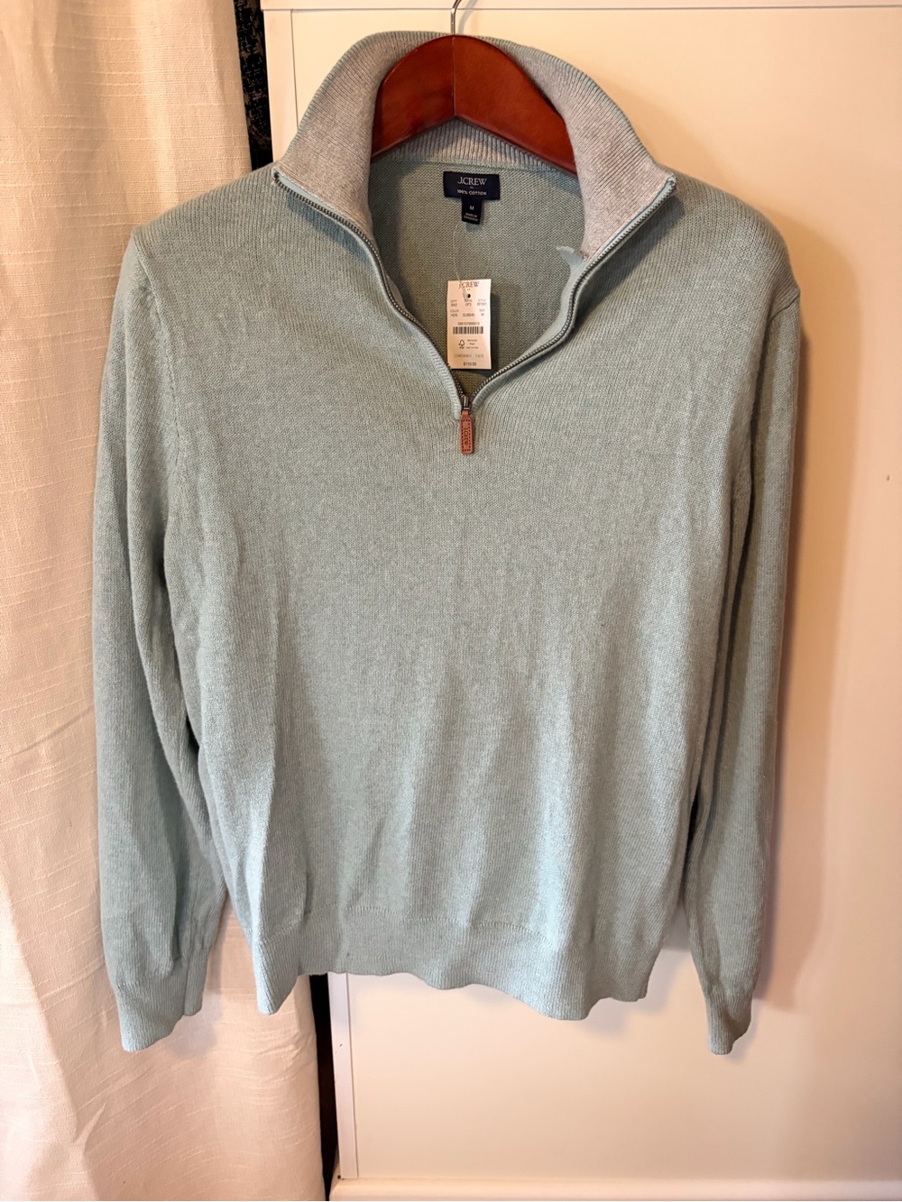 J. Crew Men’s Sage Green Quarter-Zip Sweater